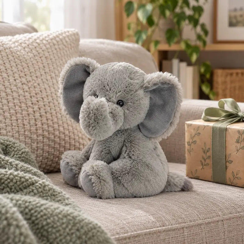 SNOWOLF 2LB Unisex PP Cotton Stuffed Elephant Toy, 9In Soft Cuddly Sitting Plush, Cute Realistic Stuffed Animals Gift for Kids' Birthday Christmas