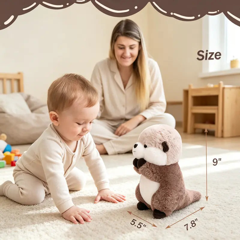 9.8 in Cute Sea Otter Stuffed Animal Toy, Soft Fabric Couch Decor with Premium Fillings, Hand-Washable Display Cabinet Accessory, Birthday Gift for Kids