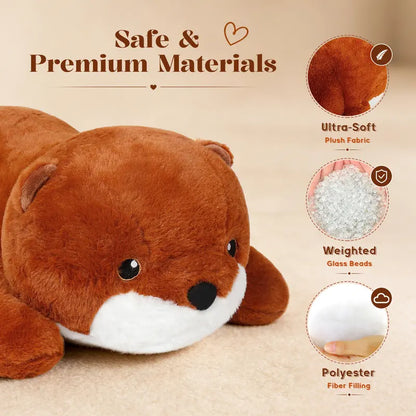 5Lb 22-In Polyester Weighted Otter Stuffed Toy - Bean Pellets Lap Pillow, Animals and Nature Theme, Soft Cuddly Gift, Stuffed Animal Gifts for Kids & Adults
