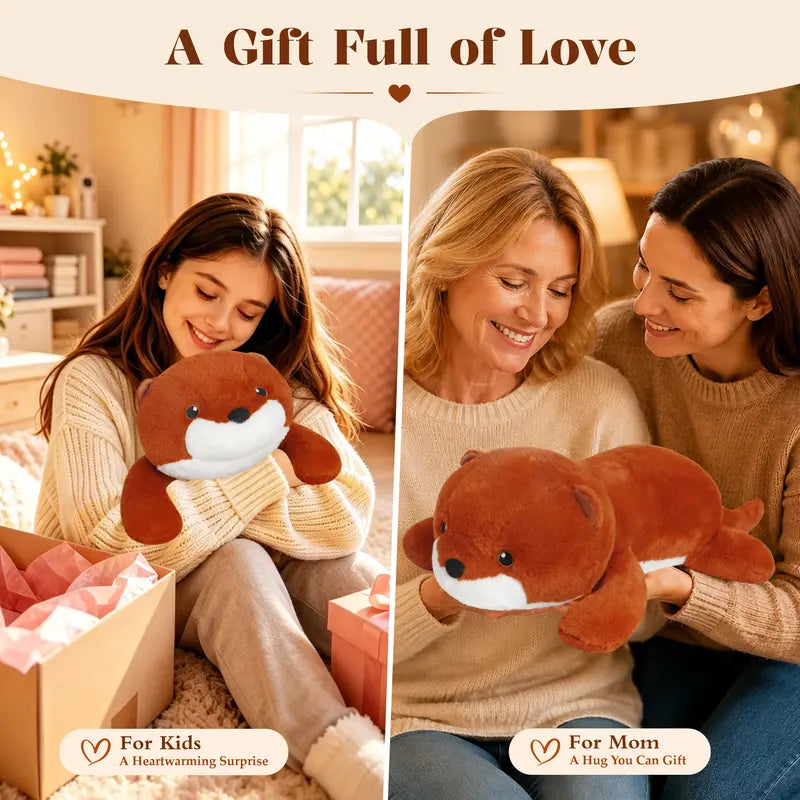 5Lb 22-In Polyester Weighted Otter Stuffed Toy - Bean Pellets Lap Pillow, Animals and Nature Theme, Soft Cuddly Gift, Stuffed Animal Gifts for Kids & Adults