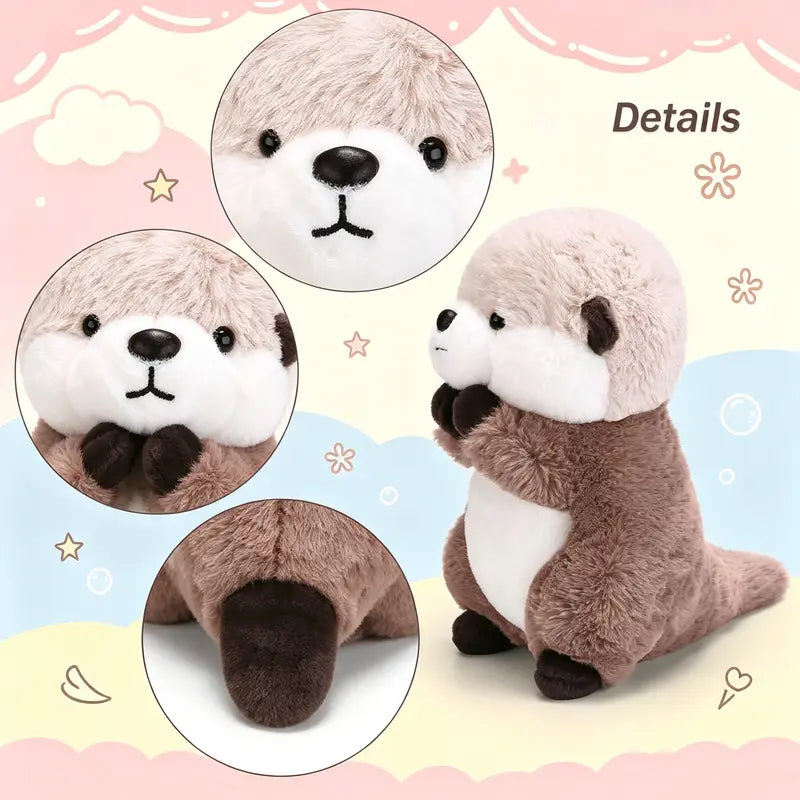 9.8 in Cute Sea Otter Stuffed Animal Toy, Soft Fabric Couch Decor with Premium Fillings, Hand-Washable Display Cabinet Accessory, Birthday Gift for Kids