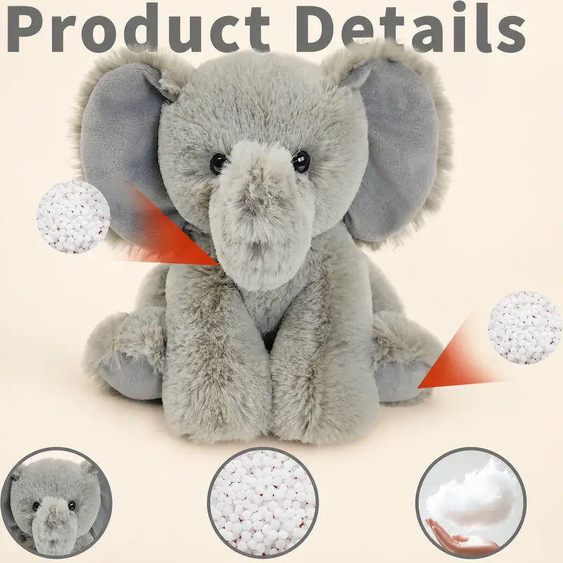 SNOWOLF 2LB Unisex PP Cotton Stuffed Elephant Toy, 9In Soft Cuddly Sitting Plush, Cute Realistic Stuffed Animals Gift for Kids' Birthday Christmas