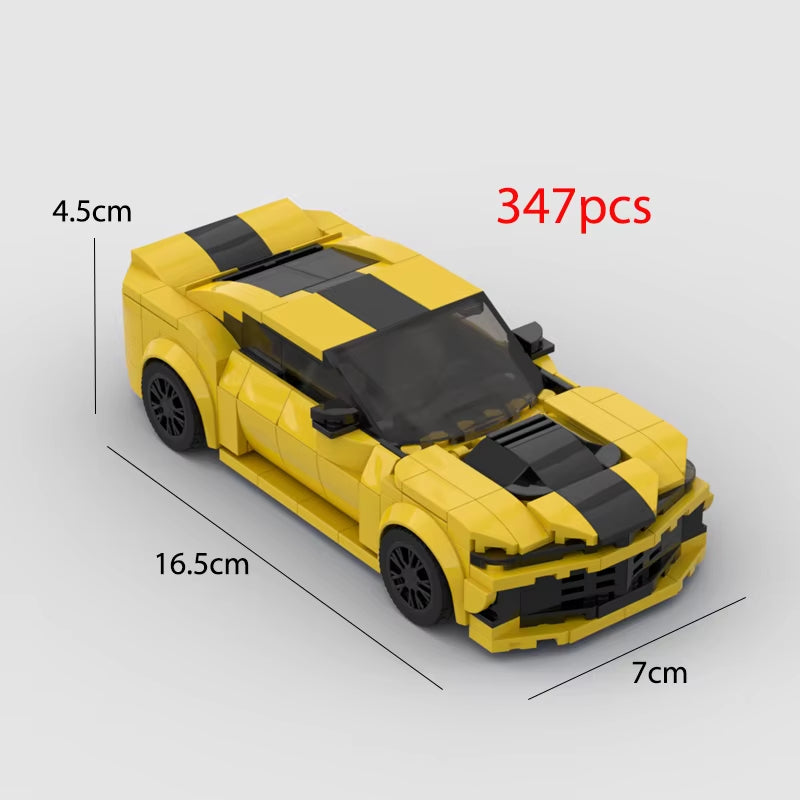 MOC Camaro Racing Sports Car Vehicle Racer Building Blocks Brick Creative Garage Toys for Boys