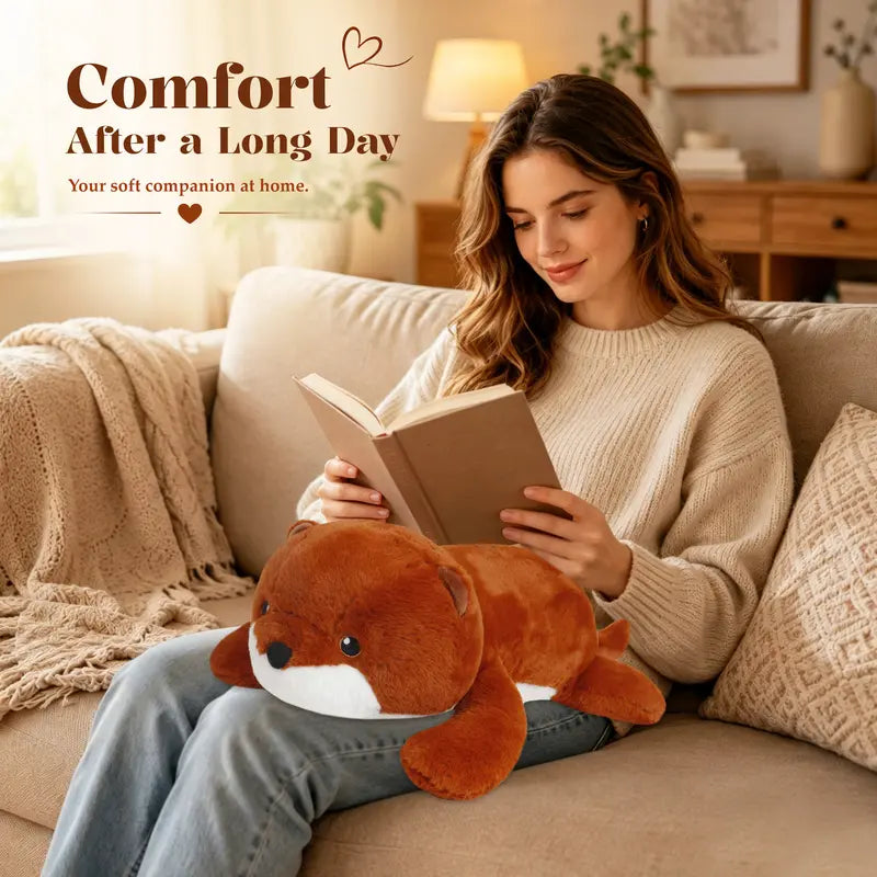 5Lb 22-In Polyester Weighted Otter Stuffed Toy - Bean Pellets Lap Pillow, Animals and Nature Theme, Soft Cuddly Gift, Stuffed Animal Gifts for Kids & Adults