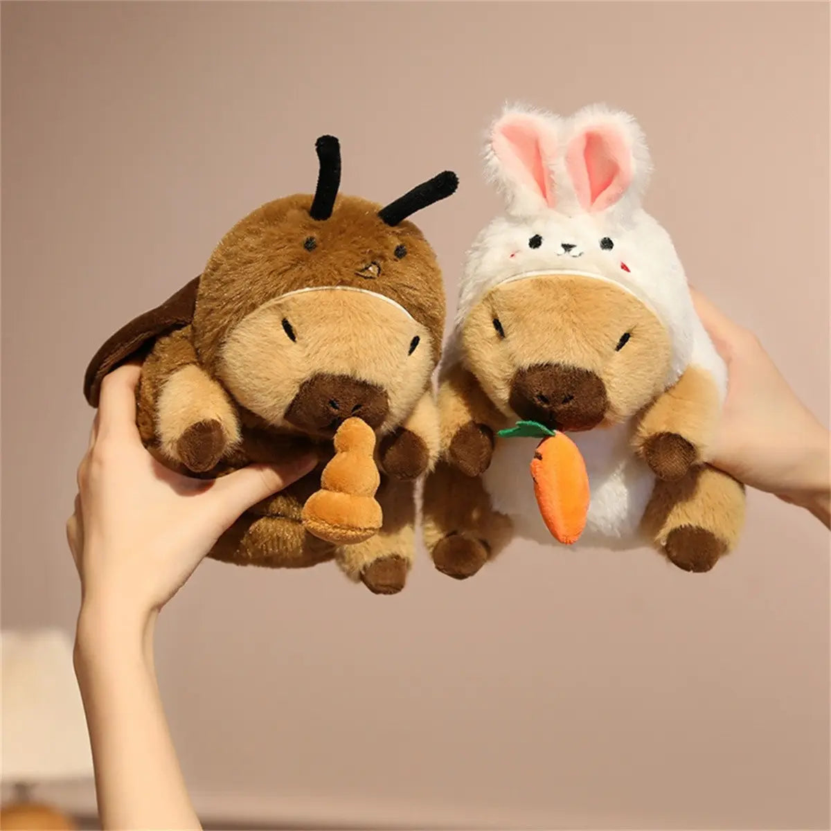 Pull String Transforming Capybara Plush Toy, Soft Fluffy Stuffed Doll, Halloween Christmas Party Decor, Kids Birthday Gift, Unisex, Capybara Stuffed Animals