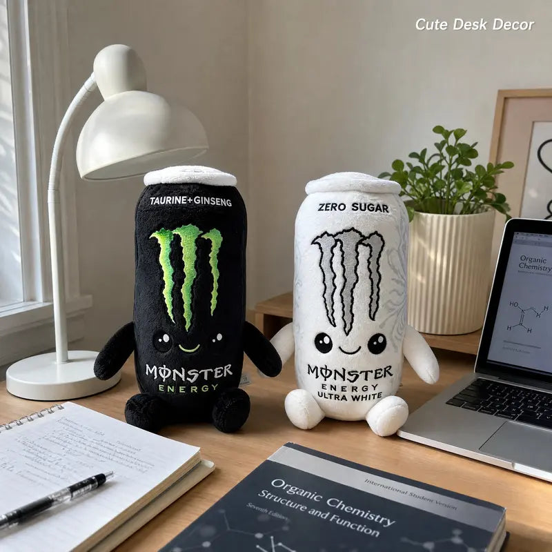 Monster Energy Drink Can Stuffed Toy - 6 in & 8.7 in Soft Plushies, Cute Collectible, Quirky Whimsical Geek Gift Idea for Gamer Desk Decor, Fan Presents