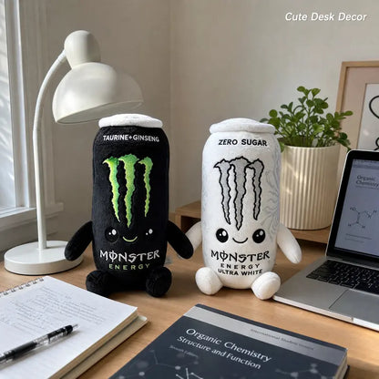 Monster Energy Drink Can Stuffed Toy - 6 in & 8.7 in Soft Plushies, Cute Collectible, Quirky Whimsical Geek Gift Idea for Gamer Desk Decor, Fan Presents