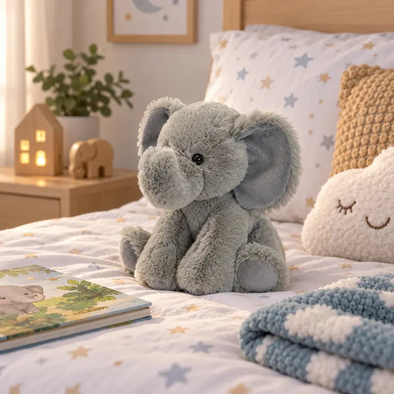 SNOWOLF 2LB Unisex PP Cotton Stuffed Elephant Toy, 9In Soft Cuddly Sitting Plush, Cute Realistic Stuffed Animals Gift for Kids' Birthday Christmas