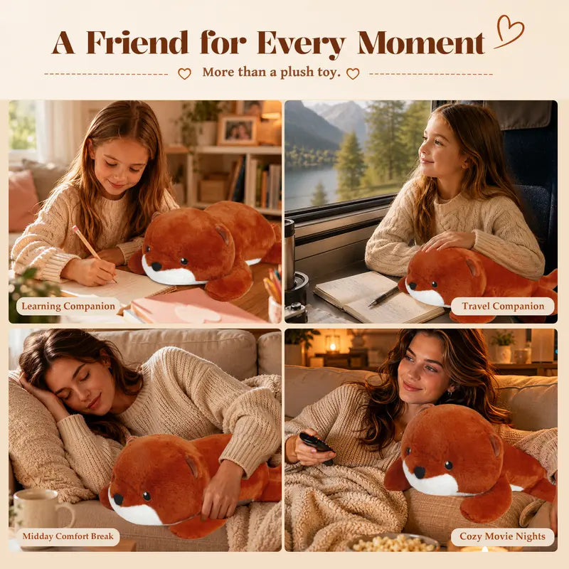5Lb 22-In Polyester Weighted Otter Stuffed Toy - Bean Pellets Lap Pillow, Animals and Nature Theme, Soft Cuddly Gift, Stuffed Animal Gifts for Kids & Adults