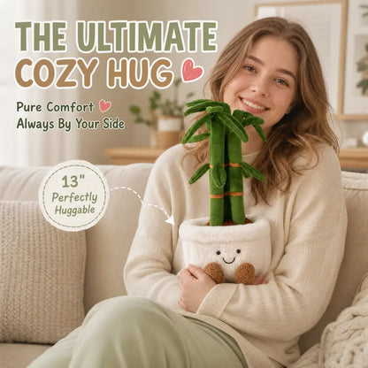 Smilebella 13-In Unisex Soft Velvet Lucky Bamboo Stuffed Plant, Fluffy Potted Stuffed Toy, Good Vibes Plant Decor, Cozy Study Desk Accent, Healing Birthday Gift