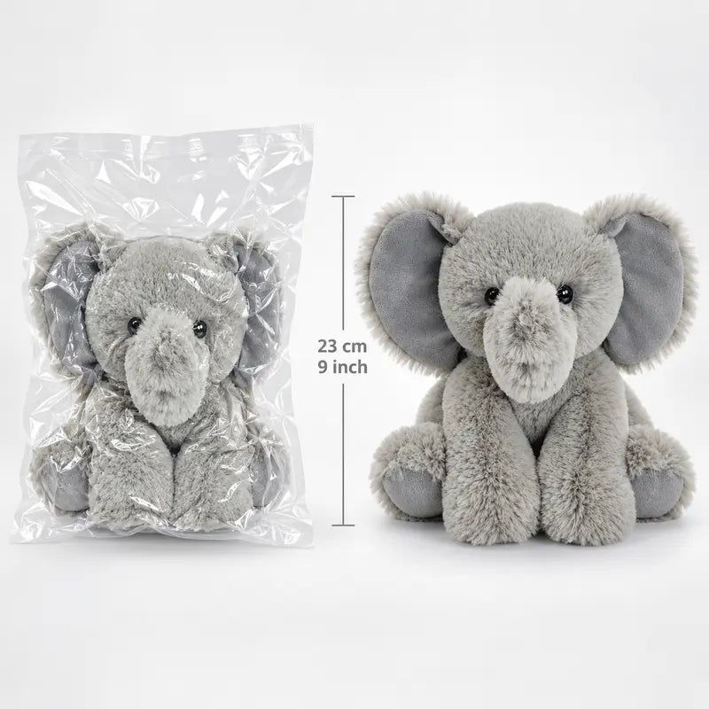 SNOWOLF 2LB Unisex PP Cotton Stuffed Elephant Toy, 9In Soft Cuddly Sitting Plush, Cute Realistic Stuffed Animals Gift for Kids' Birthday Christmas