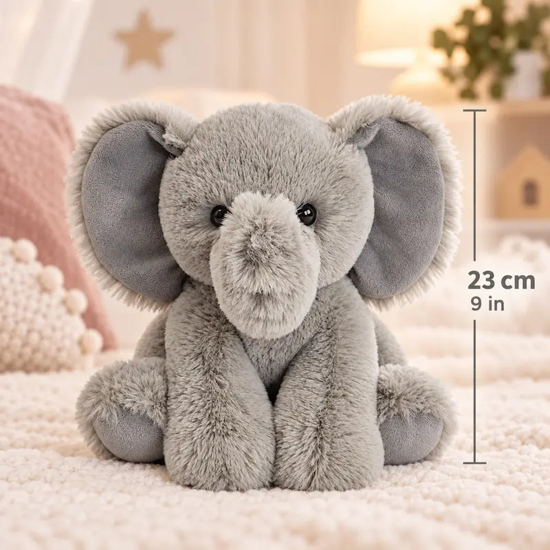 SNOWOLF 2LB Unisex PP Cotton Stuffed Elephant Toy, 9In Soft Cuddly Sitting Plush, Cute Realistic Stuffed Animals Gift for Kids' Birthday Christmas