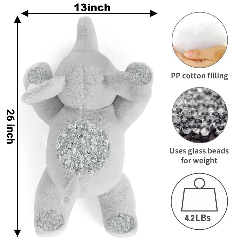 Webingo 26" Weighted Elephant Cuddly Stuffed Animal - 4.2 Lbs Weighted Body, Soft Adorable Stuffed Doll, Kids' Christmas & Birthday Gift, Cuddly Stuffed Animals