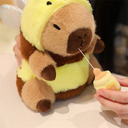 Pull String Transforming Capybara Plush Toy, Soft Fluffy Stuffed Doll, Halloween Christmas Party Decor, Kids Birthday Gift, Unisex, Capybara Stuffed Animals