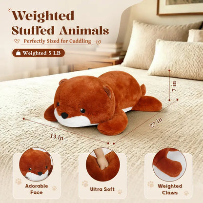 5Lb 22-In Polyester Weighted Otter Stuffed Toy - Bean Pellets Lap Pillow, Animals and Nature Theme, Soft Cuddly Gift, Stuffed Animal Gifts for Kids & Adults