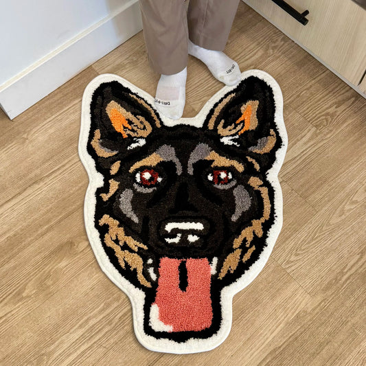German Shepherd Rug Dog Rug for Home Decoration, Dog Decoration, Designer Rugs, Soft and Fluffy Rugs for Bedroom Living Room Bathroom, Mats Carpets, Home Essentials, Non-Slip, Home Decor, Decorative Carpet for Home, Cozy Bedroom, Tufted Mat, Tufted Rug