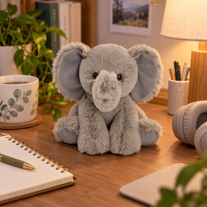 SNOWOLF 2LB Unisex PP Cotton Stuffed Elephant Toy, 9In Soft Cuddly Sitting Plush, Cute Realistic Stuffed Animals Gift for Kids' Birthday Christmas