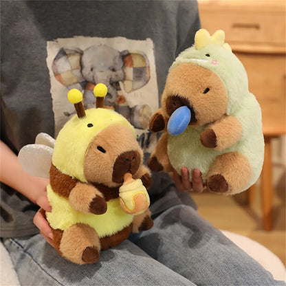 Pull String Transforming Capybara Plush Toy, Soft Fluffy Stuffed Doll, Halloween Christmas Party Decor, Kids Birthday Gift, Unisex, Capybara Stuffed Animals