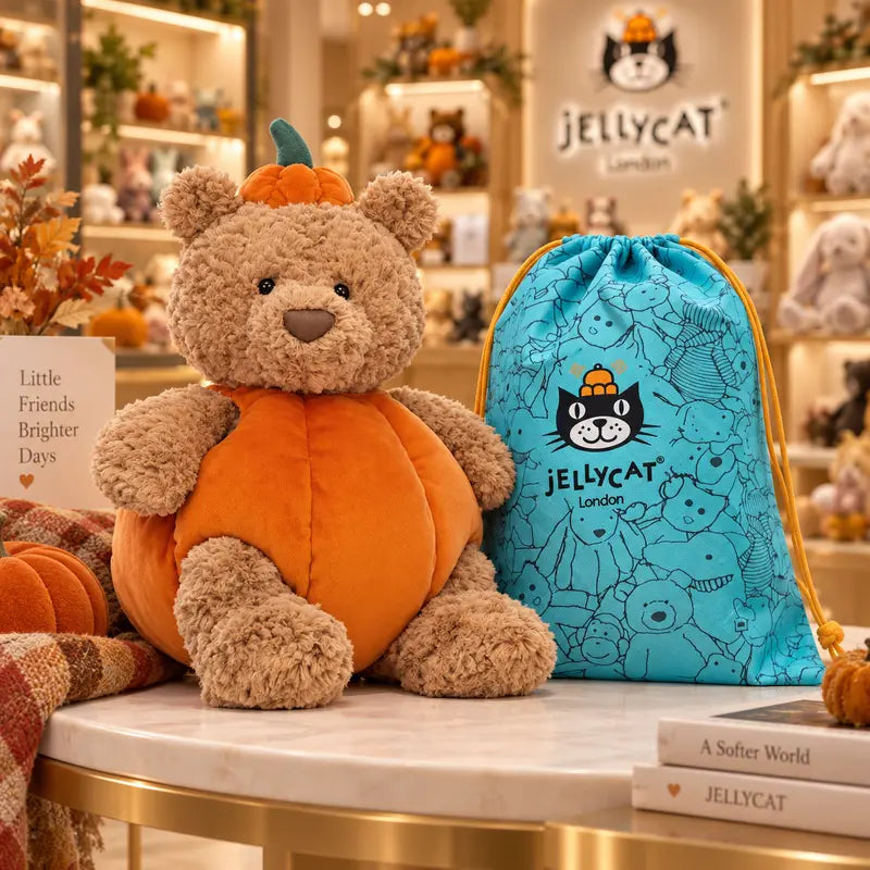 Jellycat Bartholomew Bear Pumpkin Plush, Cute Halloween Teddy Bear, Fall Pumpkin Stuffed Animal, in Stock USA, Ready to Ship