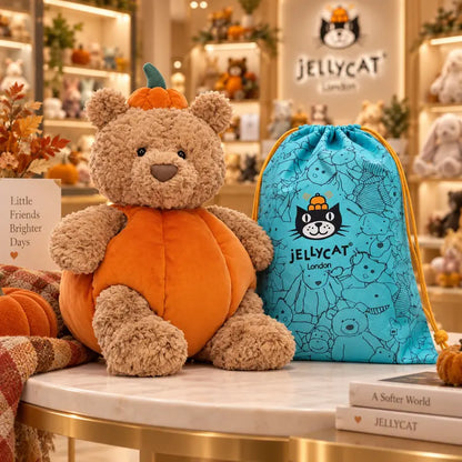 Jellycat Bartholomew Bear Pumpkin Plush, Cute Halloween Teddy Bear, Fall Pumpkin Stuffed Animal, in Stock USA, Ready to Ship
