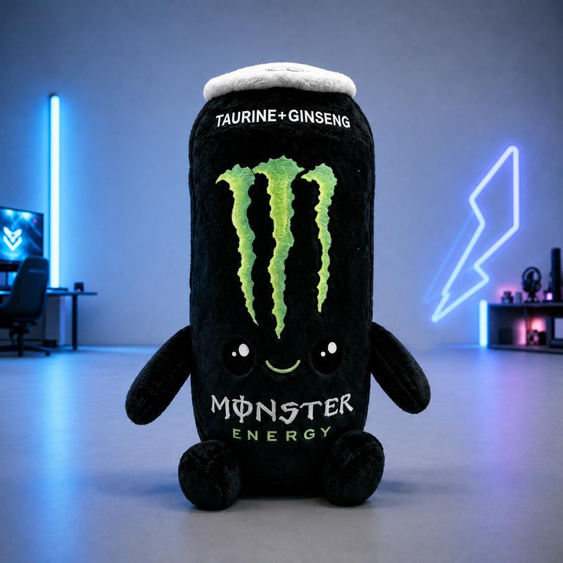 Monster Energy Drink Can Stuffed Toy - 6 in & 8.7 in Soft Plushies, Cute Collectible, Quirky Whimsical Geek Gift Idea for Gamer Desk Decor, Fan Presents